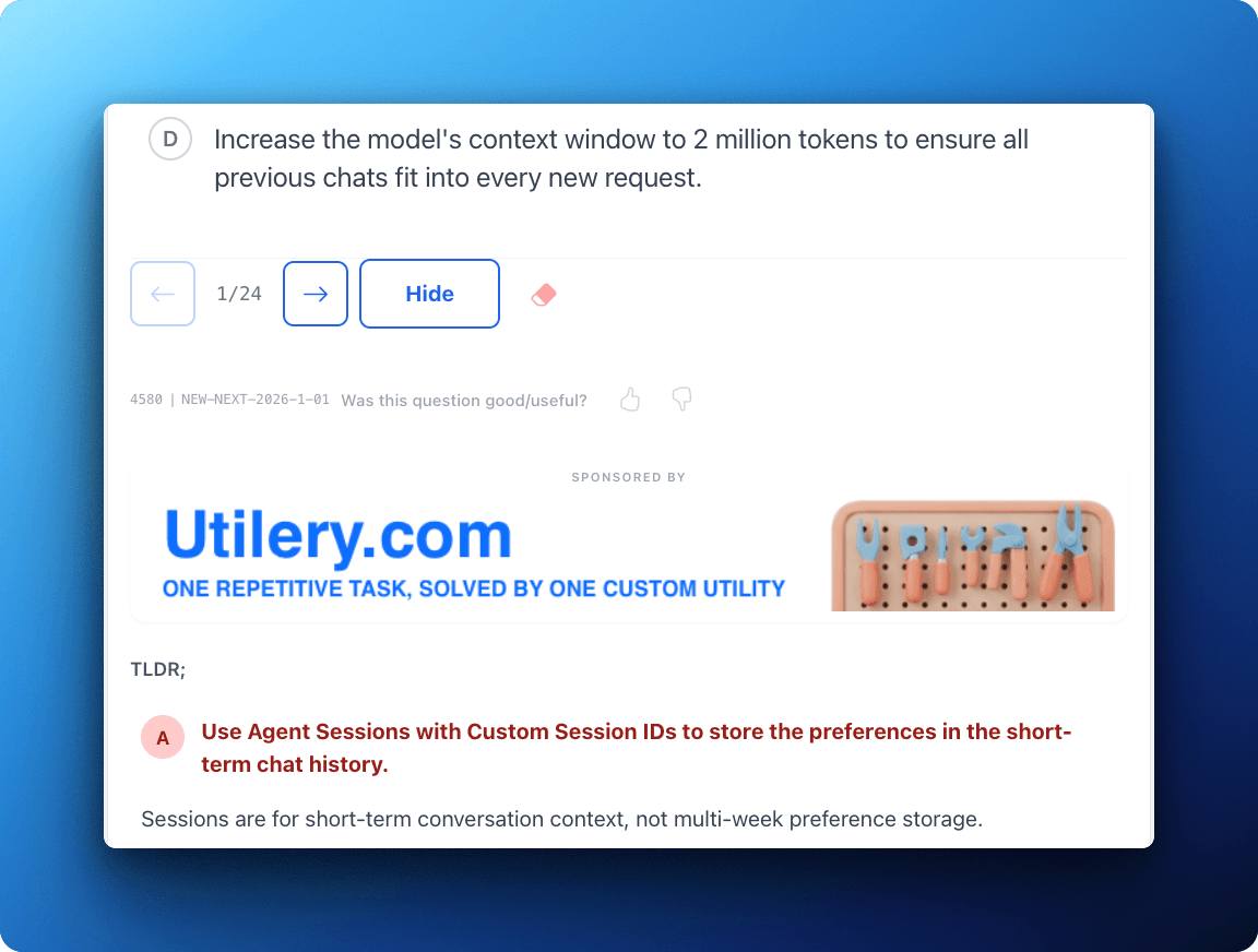 Example of sponsor banner inside an active question scenario
