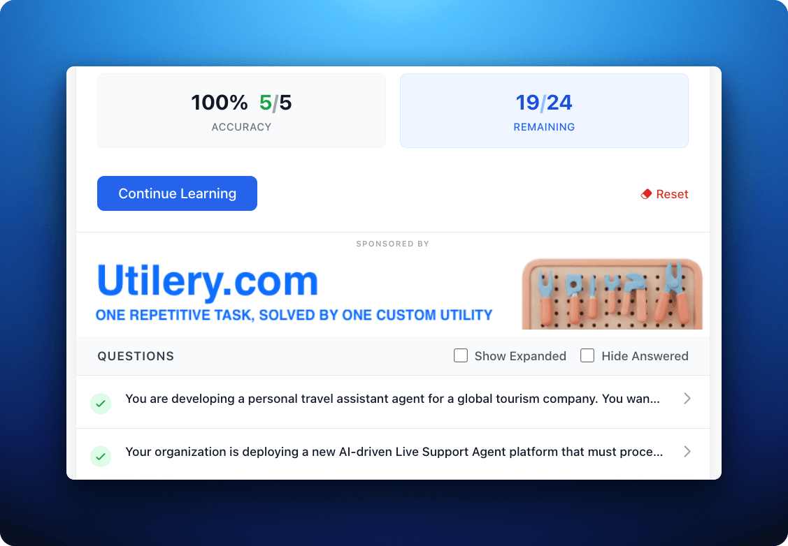 Example of sponsor banner inside a learning track view