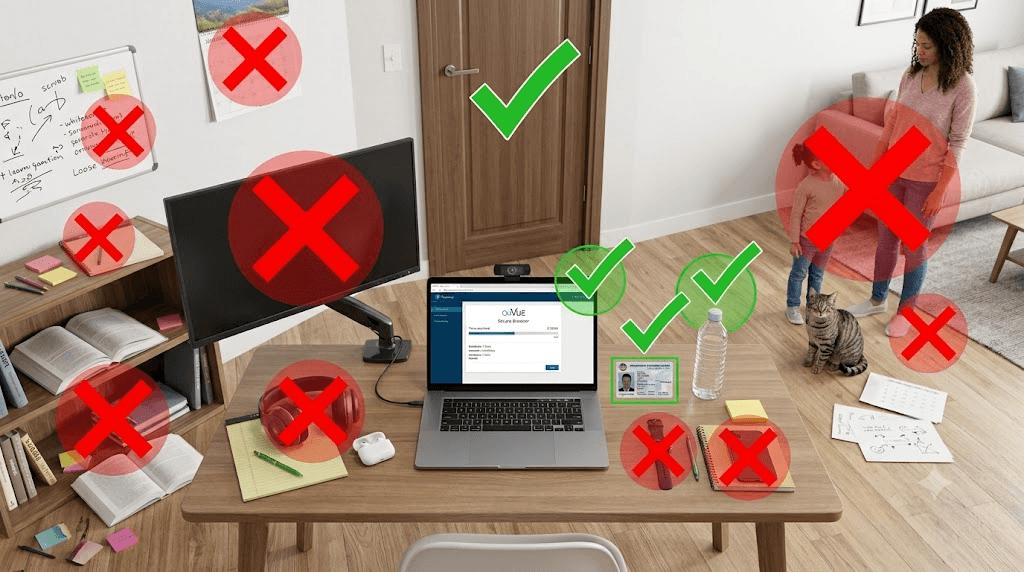 Workspace & Room Guidelines Infographic - Allowed vs Prohibited Items