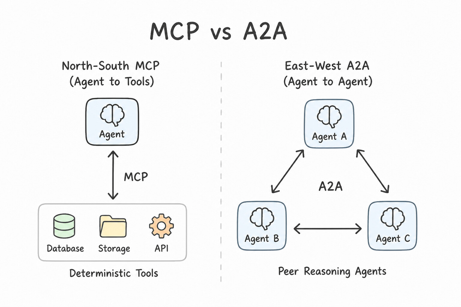 MCP (Agent-to-Tool) vs. A2A (Agent-to-Agent) Protocols