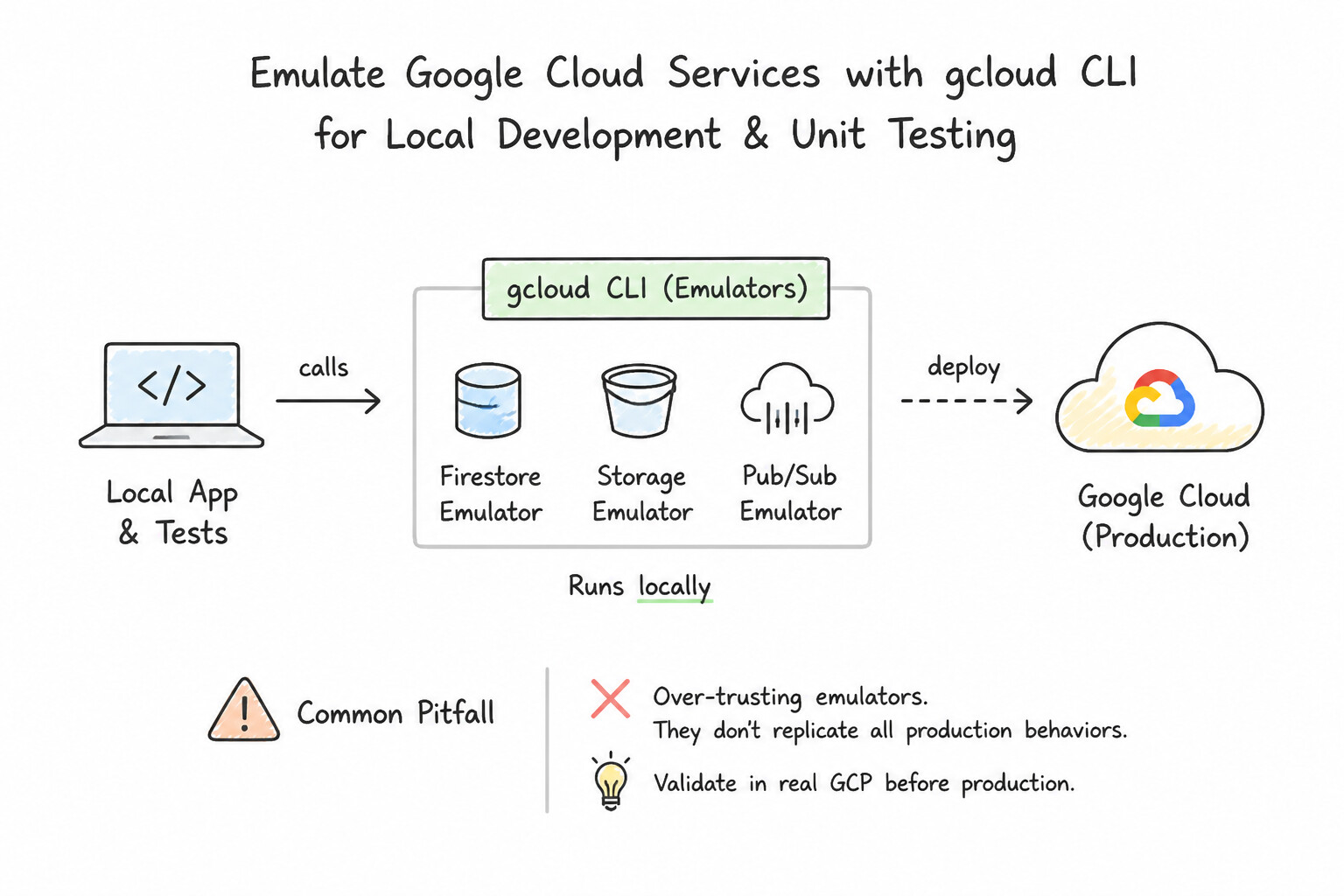 Emulating Google Cloud services using the Google Cloud CLI for local application development and local unit te