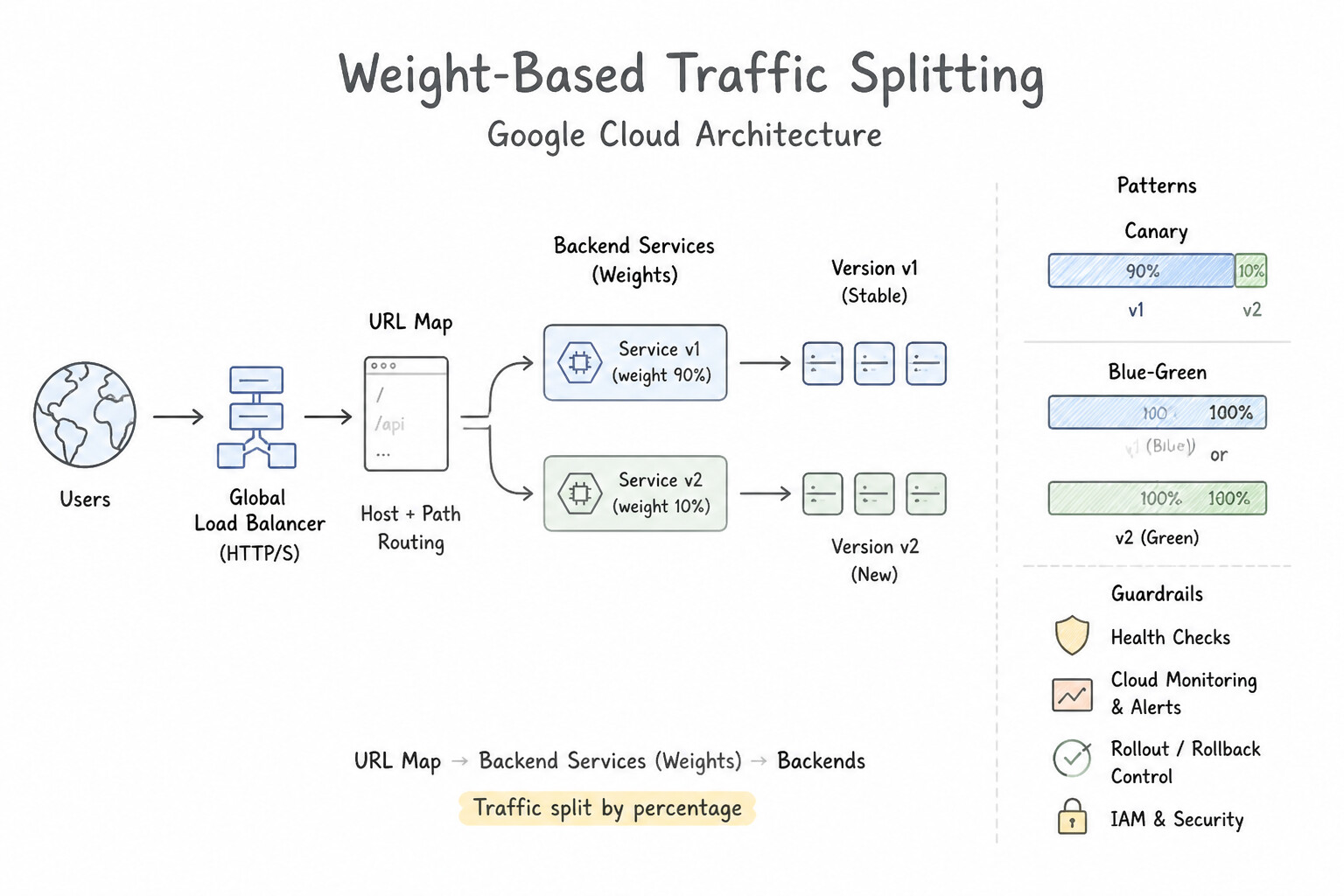 Weight-Based Traffic Splitting (Canary / Blue-Green) Architecture (3.1f)