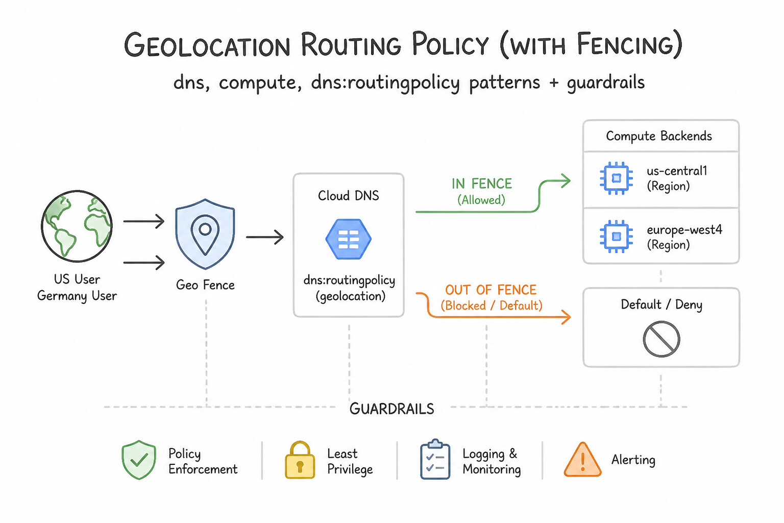 Geolocation Routing Policy (with Fencing) Architecture (3.3c)
