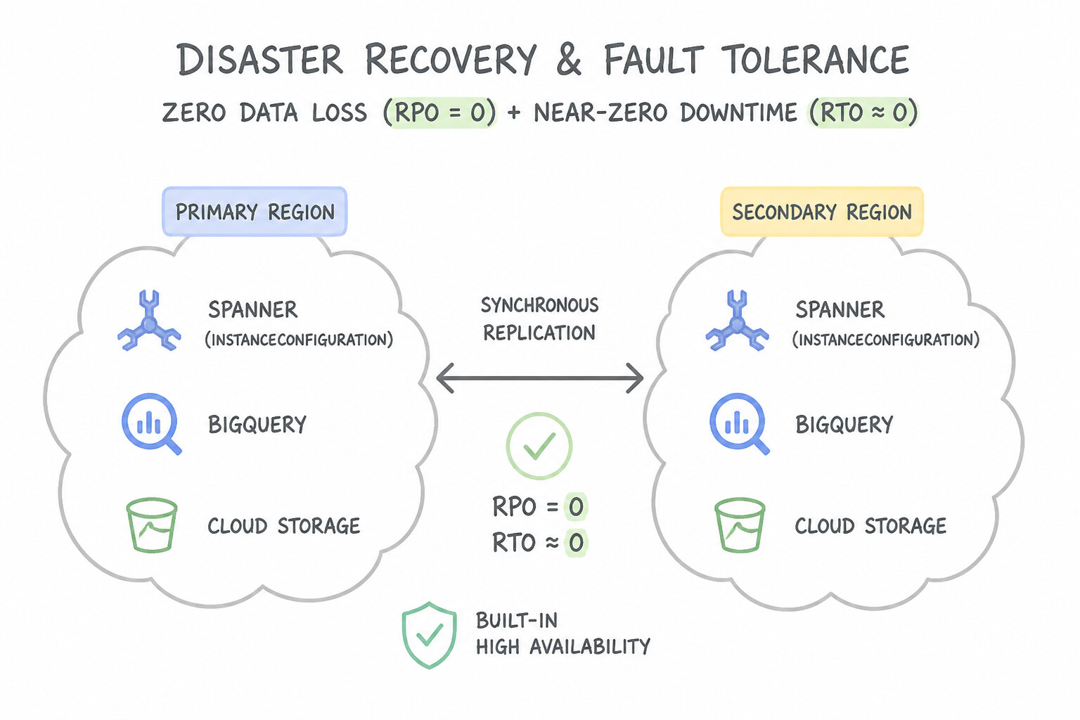 Disaster recovery and fault tolerance — Zero Data Loss (RPO = 0) + Near-Zero Downtime (RTO ~ 0)
