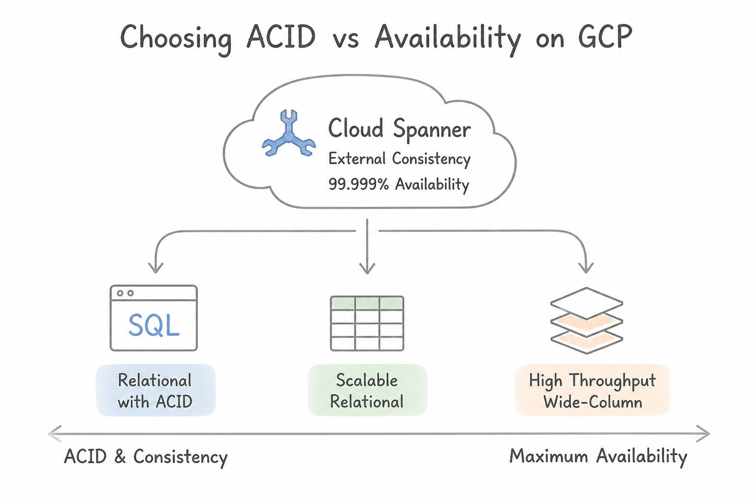 Making decisions related to ACID compliance and availability — Cloud Spanner (External Consistency + 99.999% A