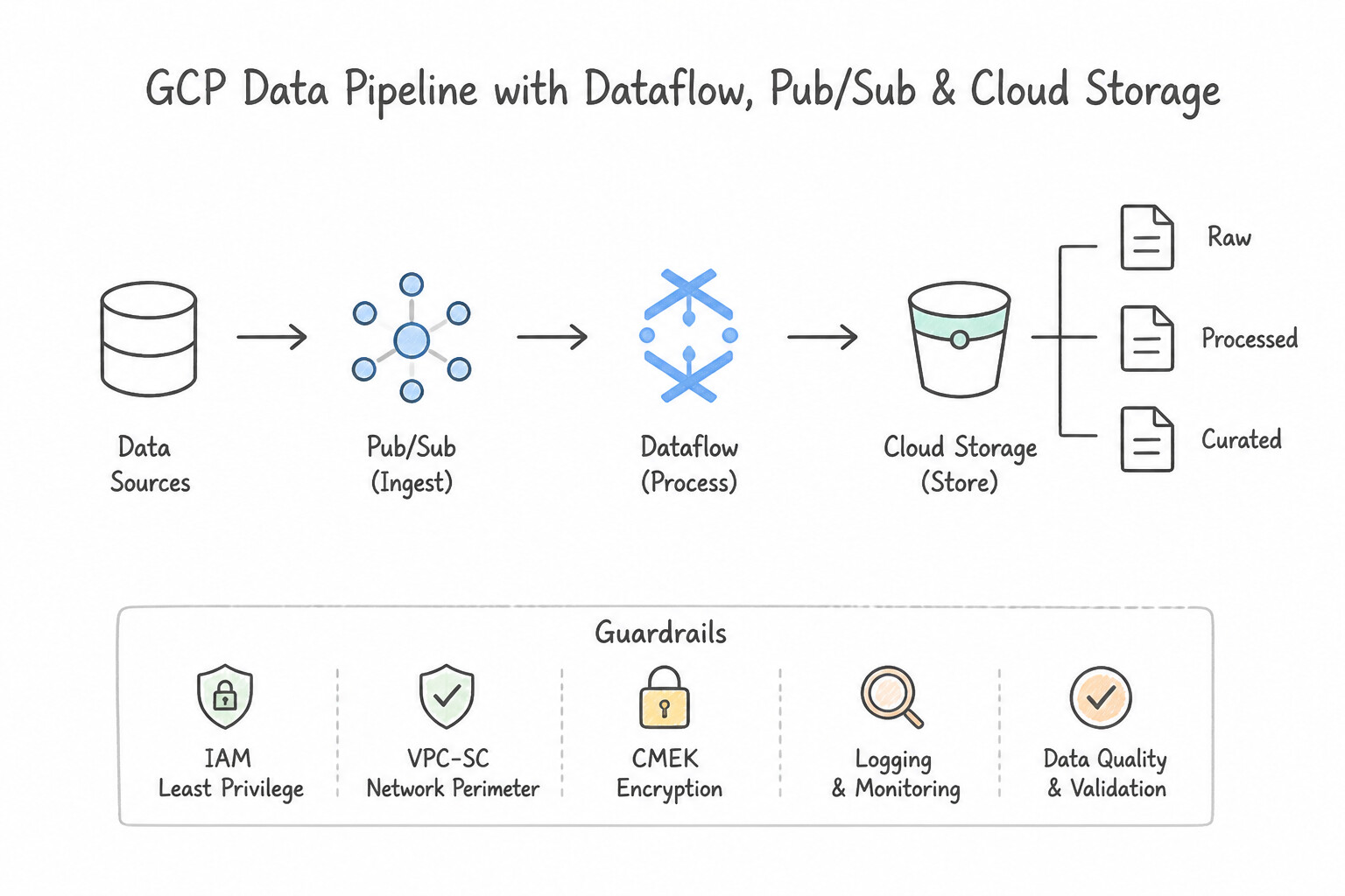 dataflow, pubsub, storage Architecture Architecture (1.2e)