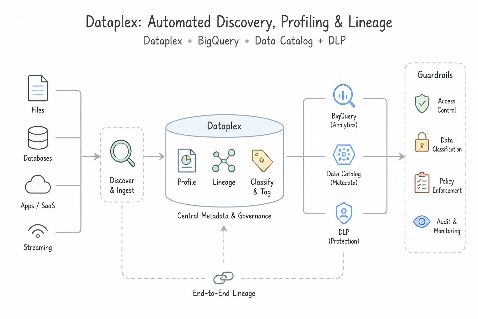 Automated Discovery, Profiling & Lineage (Dataplex) Architecture (1.3c)