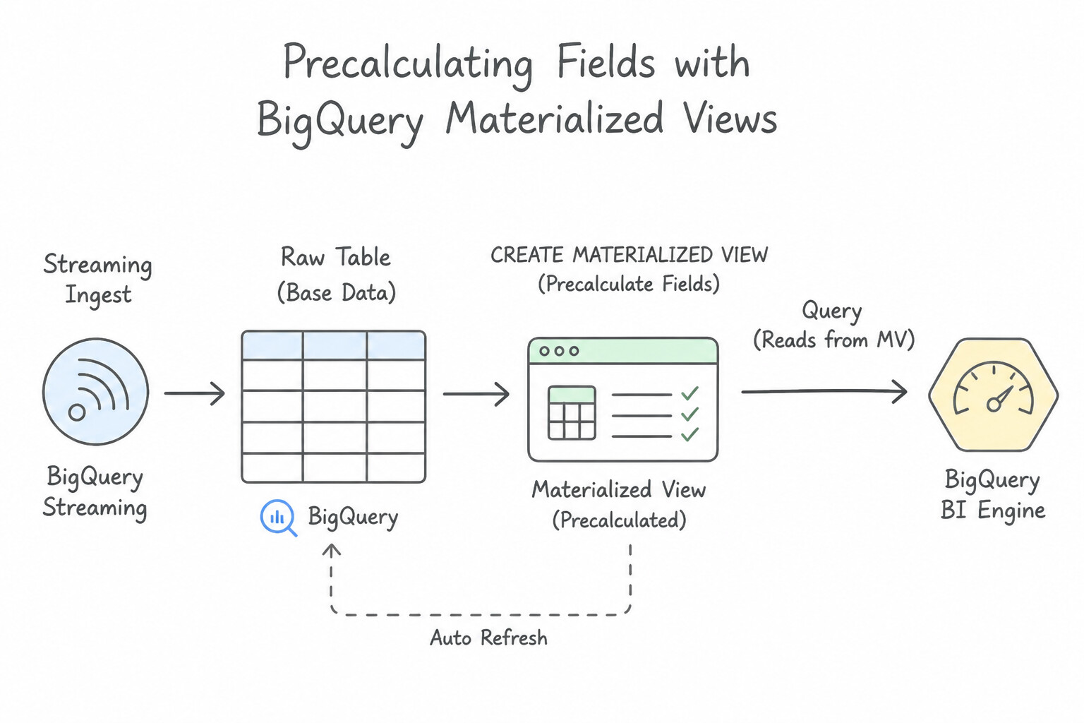 Precalculating fields — Standard Logical View (CREATE VIEW)