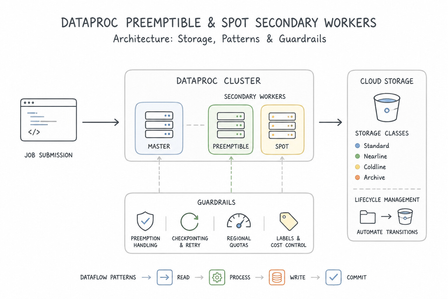 Dataproc Preemptible / Spot Secondary Workers Architecture (5.1a)