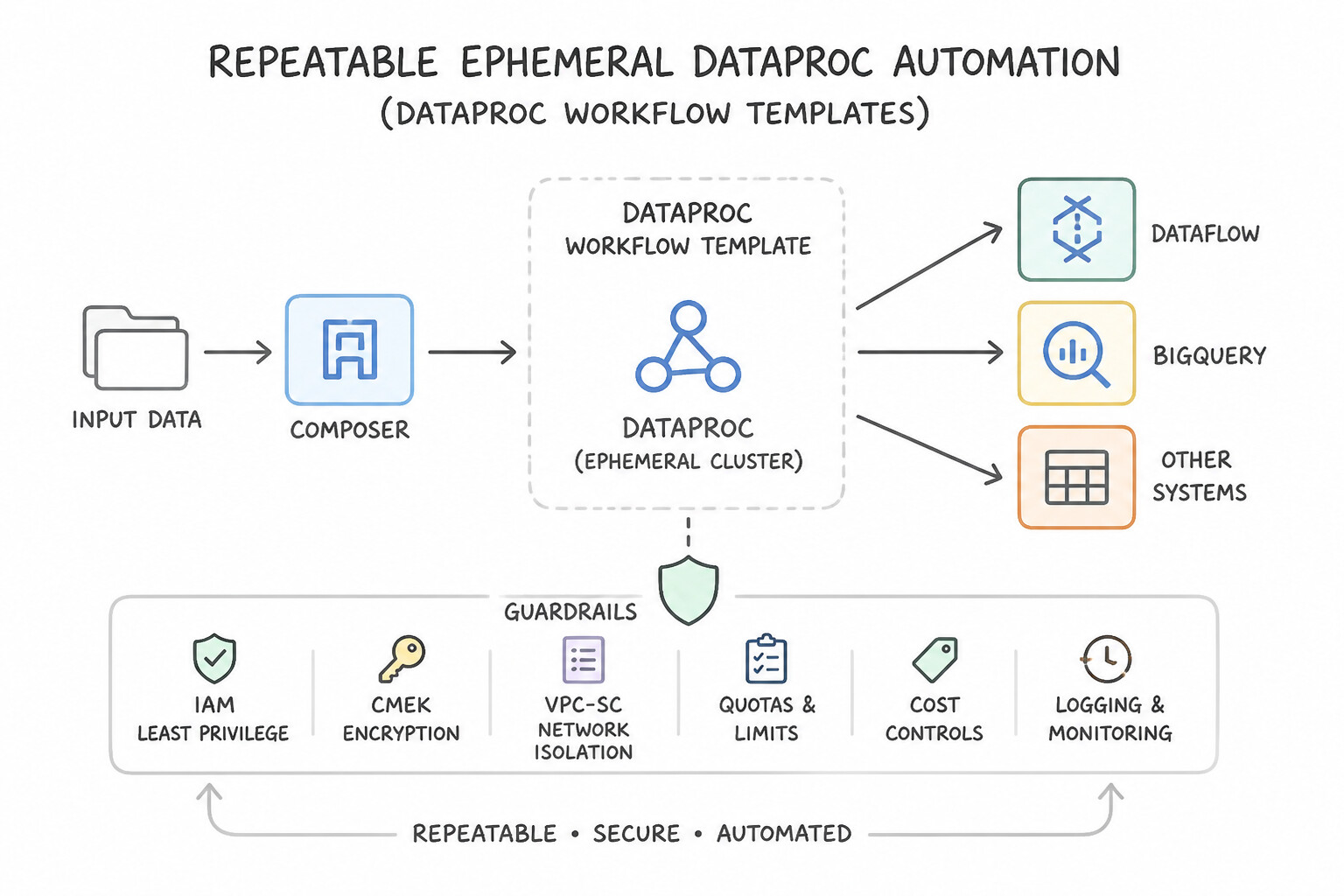 Repeatable Ephemeral Dataproc Automation (Dataproc Workflow Templates) Architecture (5.2b)